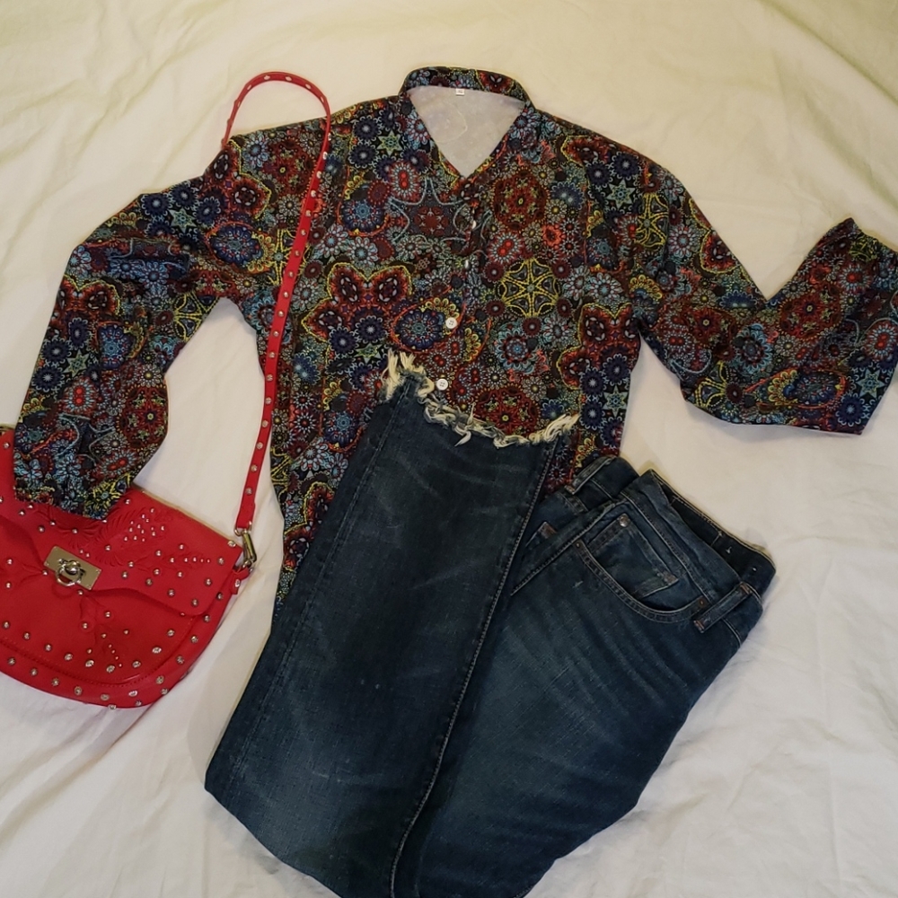 Retro style patterned blouse - Picture 2 of 6